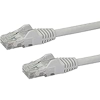 StarTech.com 12ft CAT6 Ethernet Cable - White CAT 6 Gigabit Ethernet Wire -650MHz 100W PoE RJ45 UTP Network/Patch Cord Snagless w/Strain Relief Fluke Tested/Wiring is UL Certified/TIA (N6PATCH12WH)