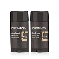 Every Man Jack Mens Sandalwood Deodorant - Stay Fresh Safely with Aluminum Free Mens Deodorant - Odor Crushing, Long Lasting, Plant-Based, and No Harmful Chemicals - Twin Pack