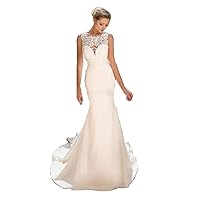 Customize Sexy Lace Back Sleeveless Mermaid Wedding Dresses Open Back Short Train Dress for Bride Wedding Gown