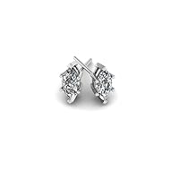 1.50 Carat Marquise Cut Stud Earrings With White Diamond In 14K White Gold Finish