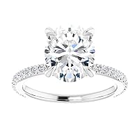 JEWELERYIUM Lovely Solitiare Bridal Ring, Oval 2 CT, Wedding Ring, Halo, Solitaire Ring for Gift 925 Sterling Silver Jewelry, Three Stone Accented Ring