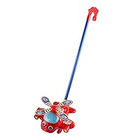 Push Along Airplane Toy, Push Along Toys Baby Pushing Airplane Toy with Long Handle Walking Toy for Toddlers, Push Airplane Toy