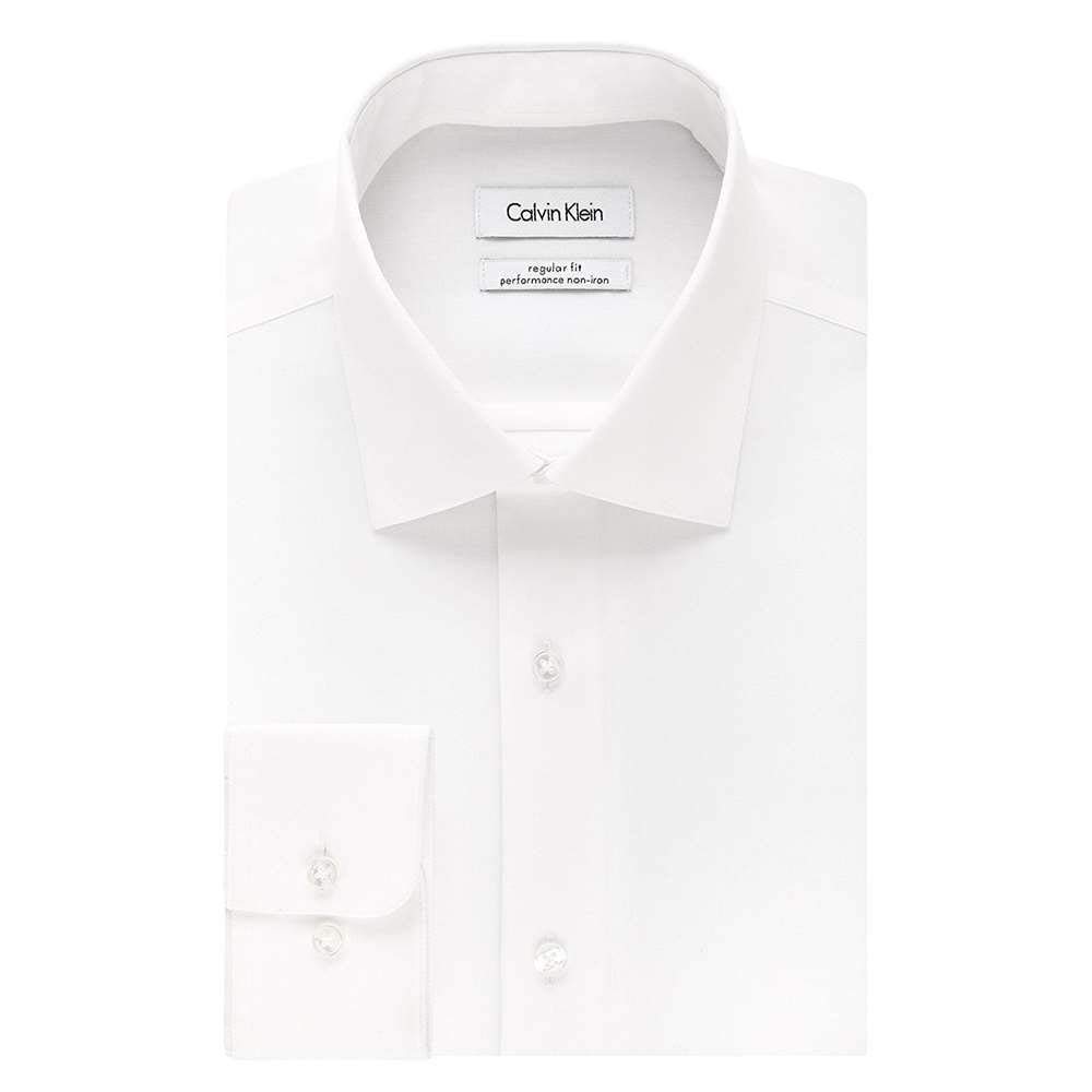 Calvin Klein Men's Dress Shirt Regular Fit Non Iron Herringbone