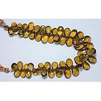 beer quartz beads, quartz cut pear shape, briolette beads faceted gemstone for jewelry, 8x11mm to 10x16mm approx,4.5 inches strand