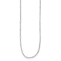 Platinum Diamond Stations Necklace 18 Inch Measures 2.7mm Wide Jewelry for Women