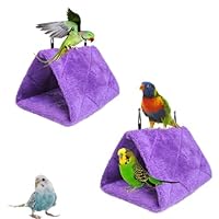 2 Pack Warm Bird Nest House Bed Hanging Hammock Toy Sleeping Bed Plush Hanging Snuggle Cave Happy Hut for Pet Parrot Parakeet Cockatiel Conure Cockatoo African Grey Macaw(Purple)