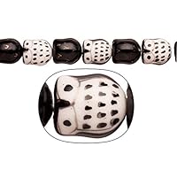 Porcelain Beads Night Watch owl Black and White 14x16mm 12pcs/String