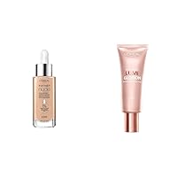 L'Oreal Paris True Match Nude Hyaluronic Tinted Serum Foundation with 1% Hyaluronic acid, Light 2-3, 1 fl. oz & L'Oreal Paris True Match Lumi Glotion Natural Glow Enhancer Lotion, Light, 1.35 Ounces