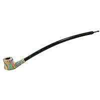 15” Shire Pipes Cherrywood Rainbow Colored Tobacco Pipe - Long Black Stem