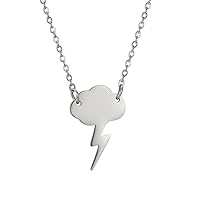 Minimalist Thunder bolt Lightning Pendant Necklace Weather Storm Cloud Thunder White Cloud Nature Inspired Choker Fashion Stainless Steel Jewelry Gifts Girls Teens Women