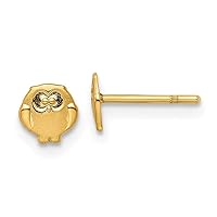 14k Gold Madi K Polished and Satin Owl Post Earrings Measures 5.4x5.4mm Wide Jewelry for Women