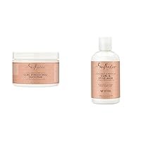 Smoothie Curl Enhancing Cream for Thick, Curly Hair Coconut and Hibiscus Sulfate and Paraben Free 12 oz & Fair Trade Sulfate Free Coconut Hibiscus Curl & Style Milk with Silk Protein
