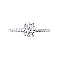 1.30 CT Oval Cut VVS1 Colorless Moissanite Engagement Ring Wedding Band Gold Silver Eternity Solitaire Halo Vintage Antique Anniversary Diamond Engagement Ring Promise Gift for Her
