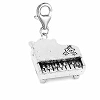 Sexy Sparkles Clip on Piano Charm Pendant for European Jewelry with Lobster Clasp