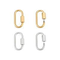 UNICRAFTALE Oval Screw Carabiner Lock Stainless Steel Screw Locking Keychain Carabiner Clasp Metal Keychain Clip Hook Quick Link for Jewelry Making Handbag DIY Accessory