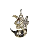1.20 CT Round Cut Black and White Diamond Fancy Bee Charm Pendant 14K Yellow Gold Over Sterling Silver for Festival Gift