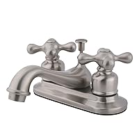 Kingston Brass KB608AX Restoration Center Set Lavatory Faucet with Brass/ABS Pop-Up, 4-1/2-Inch, Brushed Nickel