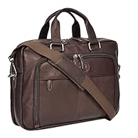 DR279 Men's Briefcase Genuine Soft Leather Laptop Bag Brown