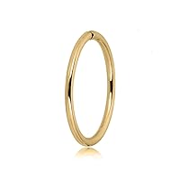 AVORA 10K Gold 10mm Endless Continuous No-Gap Polished Hoop Nose Ring/Cartilage - Yellow or White Gold