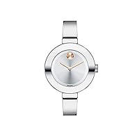 Movado Women's BOLD Bangles Stainless Steel Watch with Sunray Dial, Silver/Gold/Pink (Model 3600194)