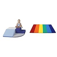 Factory Direct Partners 11619-NVPB SoftScape Toddler Playtime Corner Climber & FDP SoftScape Space Saver Foldable Children's Play Mat - Soft, Sturdy 1.5 inch Thick Foam, 3-Fold Floor Mat