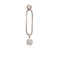 Round Cut Cubic Zirconia Flower Charm Genuine Diamond Cluster Pendant For Womens & Girls 14k Rose Gold Plated 925 Sterling Silver.