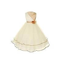 Two Tone Satin Bodice with Layered Skirt Girl Dress