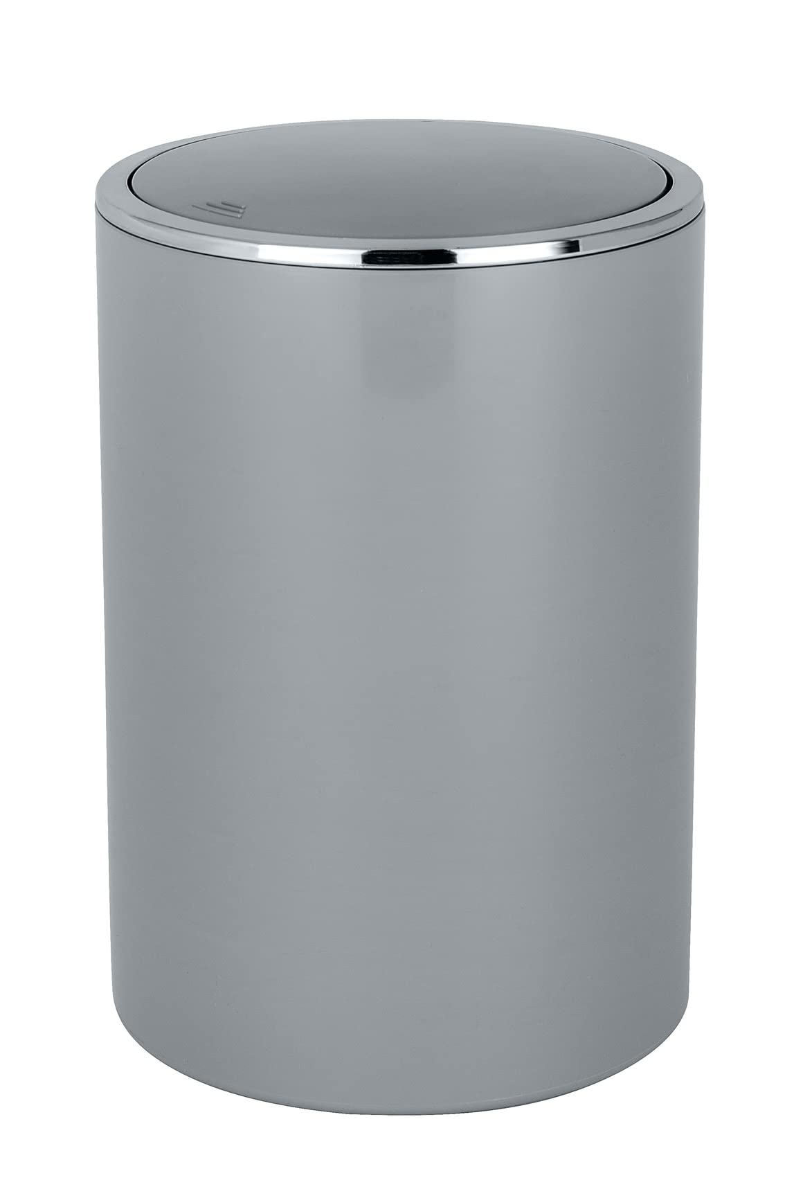 WENKO Inca Trash Can with Lid, Waste Bin with Swing Lid, Small Trash Can, Mini Trash Can, Small Garbage Can, Small Waste Basket, 1.3 Gal, Ø 7.28 x 10.04 in, Gray