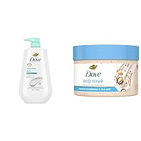 Dove Body Wash 30.6oz Sensitive Skin with Body Scrub 10.5oz Macadamia Rice Milk