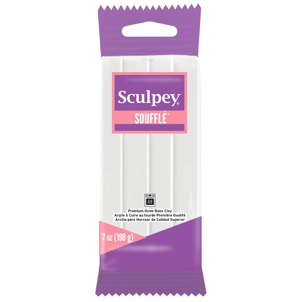 Sculpey Soufflé™ Polymer Oven-Bake Clay, Igloo White, Non Toxic, 7 oz. bar, Great for jewelry making, holiday, DIY, mixed media and more! Premium light-weight oven bake clay.