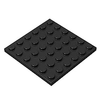 Classic Black Plates Bulk, Black Plate 6x6, Building Plates Flat 50 Piece, Compatible with Lego Parts and Pieces: 6x6 Black Plates(Color: Black)
