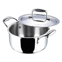 Vinod 3-Ply Stock Pot | Stainless Steel Stockpot with Steel Lid | Induction Safe Soup Pot, Casserole Dish | Family Size Cooking Pot | Mirror Finish | Cooking Pot Set (18CM - 1.8L)