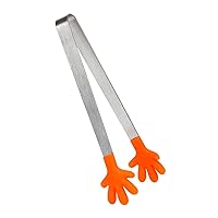 1 pcs Creative Hand Shape Food Clip Stainless Steel Kitchen Cooking Salad Serving BBQ Tongs Food Grade Silicone Tong Tools (Color : Orange)