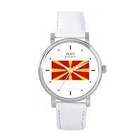 North Macedonia Flag Watch 38mm Case 3atm Water Resistant Custom Designed Quartz Movement Luxury Fashionable
