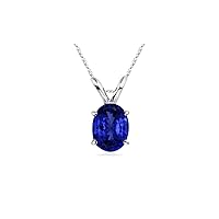 1.00-1.52 Cts of 8x6 mm Heirloom Quality Oval Tanzanite Solitaire Pendant in 18K White Gold - Valentine's Day Sale