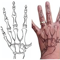 Halloween costume skeleton hands fake tattoos (Large) by Inkwear and FREE de-shine gel