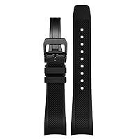 Rubber Watch Strap 22mm for Iwc IW390502 IW390209 Watchband Folding Clasp Curved End Wristwatches Belt (Color : Black-Bk-fold, Size : 22mm)