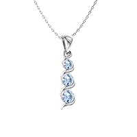 Diamondere Natural and Certified Gemstone Three Stone Necklace in 14k White Gold | 0.17 Carat Journey Pendant with Chain