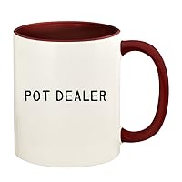 Pot Dealer - 11oz Ceramic Colored Handle and Inside Coffee Mug Cup, Maroon