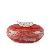 Ceramic Cremation Ashes urn 'Lily' red | This red Ceramic Cremation Ashes urn 'Lily' is Made in a Modern Pottery Where The Craft and Love for The Work Stands Central | legendURN USA and Canada