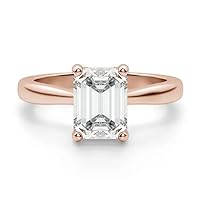 Emerald Cut Moissanite Solitaire Ring, 2.0ct, Silver Setting, Anniversary Promise Ring