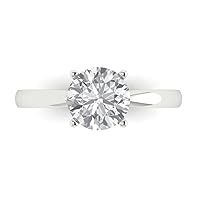 1.45ct Round Cut Solitaire Stunning Genuine Lab Created White Sapphire Classic Statement Ring in 14k White Gold for Women