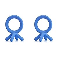 Comotomo Silicone Baby Teether, Blue, 1.75x1.75x3 Inch (Pack of 2)