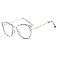 Women's Cat Eye Anti Blue Light Glasses TR90 Frame Decorative Eye Protection With No Degree Flat Lens and Myopia Frame