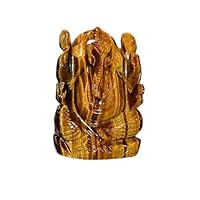 Geode Presents Natural Tiger Eye Ganesha Idol, Crystal Stone Ganesha Idol for Car Dashboard Size 2 to 2.5 Inch Approx (Color : Golden & Brown) #Aport-550
