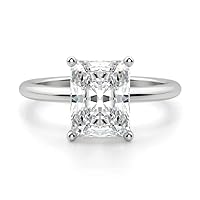 1.5 CT Radiant Cut Diamond Moissanite Engagement Ring Wedding Ring Eternity Band Vintage Solitaire Halo Hidden Prong Setting Silver Jewelry Anniversary Promise Ring Gift
