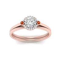 Choose Your Gemstone Round Delicate Halo Diamond CZ Set Rose Gold Plated Round Shape Wedding Ring Sets Ornaments Surprise for Wife Symbol of Love Clarity Comfortable US Size 4 to 12