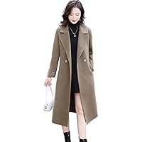 Autumn Winter Women's Thickened Long Knee Length Double Sided Cashmere Coat Windbreaker Woolen Outcoat Top