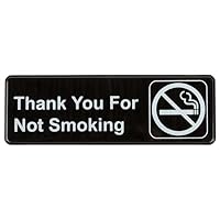 Thank You For Not Smoking Sign for Door/Wall - Black and White, 9 x 3-inches Thank You For Not Smoking Sign for Office, Commercial Signs by Tezzorio
