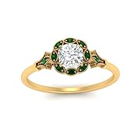 Choose Your Gemstone Vintage Halo Diamond CZ Engagement Ring yellow gold plated Cushion Shape Vintage Engagement Rings Lightweight Office Wear Everyday Gift Jewelry US Size 4 to 12
